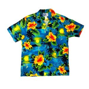 Vintage Single Stitch RJC Hawaiian Shirt Button Down Hibiscus Made In Hawaii M